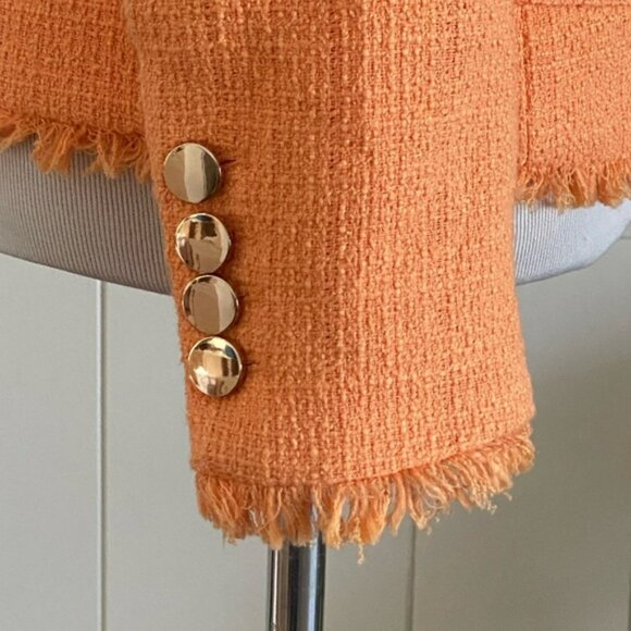 New House of Harlow 1960× REVOLVE Orange TweedBlazer Jacket NWT Size XS - Picture 4 of 9